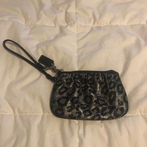 Silver, cheetah printed coach wristlet/wallet